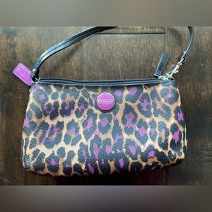 COACH Purple Animal Print Wristlet Mini Purse